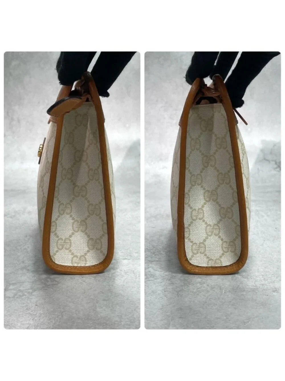 Gucci GG Clutch Beige Brown Leather Logo